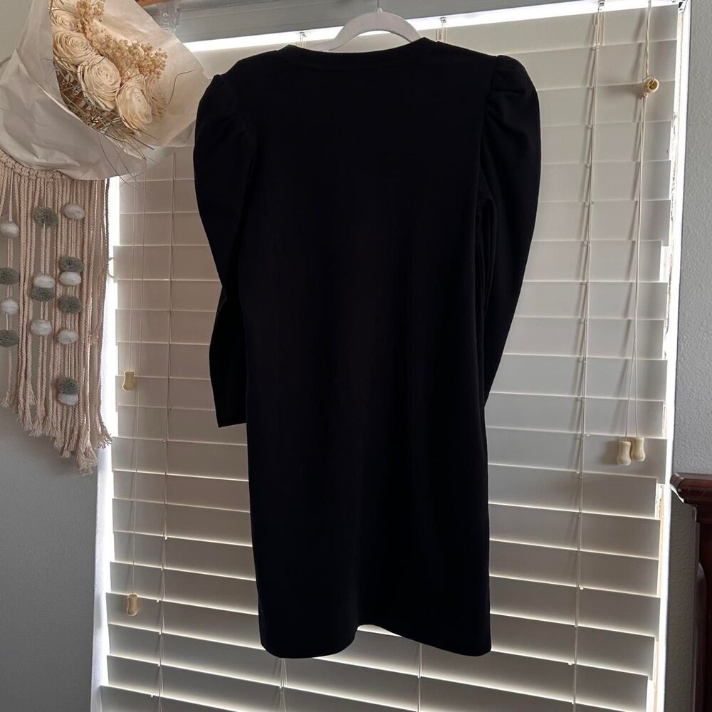 Pomander Place black puff sleeve knit mini dress quiet luxury minimalist small - Picture 3 of 7